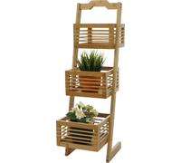 Estantería Regal HWC-M21, estantería de pie, estantería para el baño, estantería de almacenamiento, estantería para el salón con 3 cestas, bambú, 77x23x30 cm