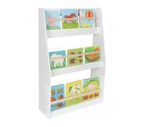 Estantería Relaxdays, 3 estantes Abiertos, Libros Infantiles, 90 x 60 x 20 cm, Estante para Juguetes, Blanco/Natural