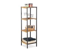 Estantería Relaxdays, 3 estantes móviles para baño y cocina, Cuadrado, Acero, Marrón claro, HxLxP: 104 x 30 x 30 cm