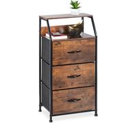 Estantería Relaxdays con 3 cajones, 2 estantes, para libros y decoración, estilo industrial, dimensiones (alto x ancho x profundidad): 92 x 45 x 30 cm, color marrón/