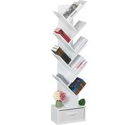 Relaxdays Librería árbol 9 estantes blanco
