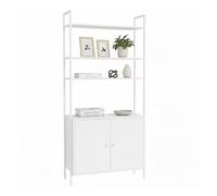 Estantería Relaxdays, H x An x F: 159,5 x 60 x 24 cm, 6 Espacios, estantería con cajón, MDF y Metal, Blanca