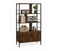 Estantería Relaxdays, HBT: 154,5 x 74 x 30 cm, 3 estantes, con Mueble Inferior, Industrial, marrón/Negro