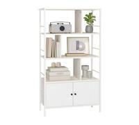 Estantería Relaxdays, HxAxF: 154,5 x 74 x 30 cm, 3 Niveles Abiertos, estantería con cajonera, diseño Moderno, Blanca