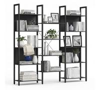 Estantería Relaxdays Industrial, 14 estantes, Madera y Metal, Estante para salón y Oficina, HBT 166 x 158 x 24 cm, Negro