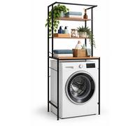Estantería Relaxdays para lavadora, con 3 compartimentos, ideal para colocar sobre la lavadora, secadora o inodoro, dimensiones 161x66x40 cm, color natural/