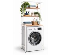 Estantería Relaxdays para lavadora, con 3 compartimentos, ideal para colocar sobre la lavadora, secadora o inodoro, dimensiones: 161 x 66 x 40 cm, color natural/blanco
