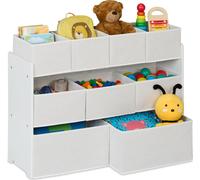 Relaxdays Estantería infantil con 9 cajas de tela blanco
