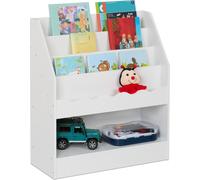 Estantería Relaxdays para niños, con dimensiones de 80 x 70 x 30 cm, con 5 compartimentos abiertos para libros. Estantería infantil, estante para niños, color blanco