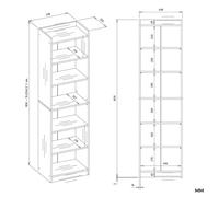 ESTANTERÍA RIMINI 50 Cm 7 Estantes Para Libros Archivadores Para Oficina BLANCO