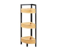 Estantería rinconera tervola de 3 niveles mdf 80x23x23cm - negro/natural [en.casa]