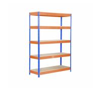 Simonrack Estantería industrial Bricoforte 1206-5 2000x1200x600 mm, 5 estantes madera, Azul/Naranja