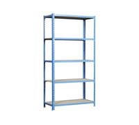 Simonrack Estantería metálica Maderclick Plus sin tornillos 2000x1000x500 mm 5 baldas Azul/Madera