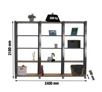 Estantería SIMONRACK Officlick 5/300 wood 2400 gris/osb + tapas 2100