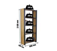 Estantería SIMONRACK Officlick 5/300 wood 800 antraci/osb + tapas 2100