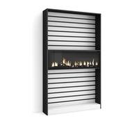 Estantería Skraut Home, Librería, 110x25x186cm, Fuego XXL Led, Veteado de madera tacto poroso, Varios colores White/black + fire