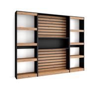 Estantería Skraut Home, Librería, 60+60+110x25x186cm, Con o sin fuego XXL, Veteado con tacto poroso alta calidad Oak/black-b