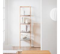Estantería SoBuy de 5 niveles, multifuncional, de pie, para baño o pared, color gris y natural, dimensiones aproximadas: 44 x 169 x 39 cm (ancho x alto x profundidad), modelo HSTR02-K-HG