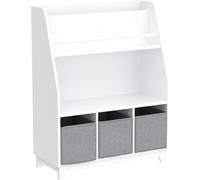 Estantería SoBuy para libros infantiles, estantería infantil con compartimentos y 3 estantes, estantería para juguetes, organizador de juguetes para niños, color blanco