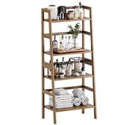 Estantería tipo escalera, 4 niveles - 32x53x125 cm - Bambú - Color nogal - De pie (independiente)