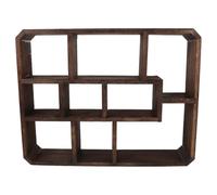 Estantería Tipo Vitrina y Acabado Rústico 9 Compartimentos de Madera | Diseño Minimalista y Rústico, Fácil de Colgar, Uso Vertical u Horizontal, Adecuado para Coleccionistas y Decoración