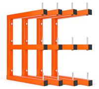 Estantería VEVOR de 4 brazos con 3 niveles, para almacenamiento de madera, capacidad de 100 kg por nivel, color naranja. Estante metálico para montaje en pared, ideal para talleres, almacenes, garajes