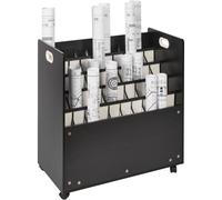 VEVOR Estante de almacenamiento de planos, gabinete de almacenamiento de planos móvil de 50 ranuras, carrito organizador de archivos enrollable de madera para planos de construcción, mapas, pósteres a
