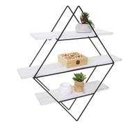 Estantería Wandregal HWC-A80, estante de pared, diseño industrial, madera maciza, 60x55x12 cm, color blanco envejecido