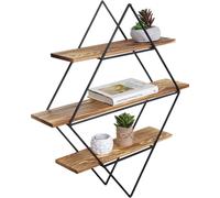 Estantería Wandregal HWC-A80, estante de pared, diseño industrial, madera maciza, 60x55x12 cm, color marrón