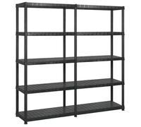 vidaXL Estantería de almacenaje 5 niveles, plástico negro 170x40x185 cm