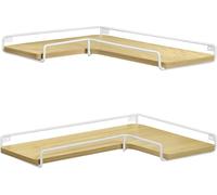 Estanterías flotantes Vasagle, juego de 2, estanterías de esquina en forma de L para pared, estilo industrial, ideales para salón, dormitorio o cocina, color roble natural