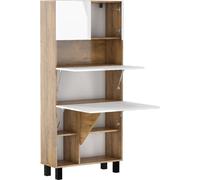 Estanterías plegables para escritorio, estanterías HOMI, muebles para oficina en casa, mesa de pared, mesa para ordenador, mesa para portátil, mesa plegable, color borgoña/roble brillante/blanco