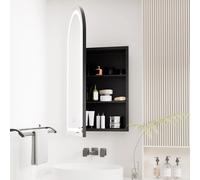 Estantes Ajustables, Espejo de Baño con Iluminación LED de 3 Colores Atenuables y Antivaho, Espejo de Medicina con Arco Iluminado, Montado en la Pared Black