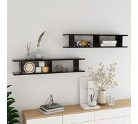 Estantes de pared genéricos 2 piezas negro 105 x 18 x 20 cm de madera de ingeniería, estantes cubos de diseño para sala de estar, dormitorio, libros y decoraciones, montaje invisible fácil