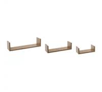 Estantes de Pared Roble Natural - Juego de 3 - Medidas L.22xp.10xh.7.7cm L.32xp.10xh.8.5cm L.42xp.10xh.10cm - Factory Cuadros