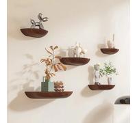 Estantes de pared semicirculares de madera maciza, Fondo de entrada, organización flotante decorativa, soportes de almacenamiento, estantes de cocina para dormitorio Brown-38cm