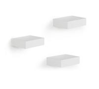 Estantes exhibidores Umbra, juego de 3, madera, Blanco, 4" x 3" x 1" h