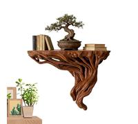 Estantes flotantes retro de árbol - Estante de almacenamiento de pared gruesa, expositor decorativo | Libro de fotos Marco plantador organizador salón baño cocina vivero oficina rústica