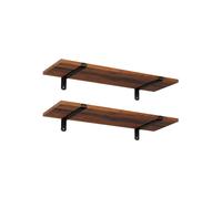 SONGMICS Estante de Pared, Juego de 2, Estante Flotante, Estilo Moderno, Decorativo para Dormitorio, Salón, Comedor y Cocina, Carga Máxima 10 kg, 20 x 60 x 7 cm, Marrón Rústico y Negro Tinta LWS04NB