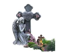 Estatua de ángeles de jardín al aire libre, flor de resina, decoración de patio, ángeles solares para jardín exterior, para césped, patio, , pasarela, cementerio, tumba, parque, de