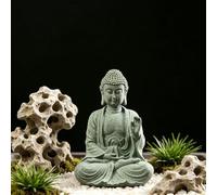 Estatua de Buda de piedra arenisca verde estilo antiguo para decoración del hogar, oficina, sala de meditación, elemento de diseño interior zen (pequeño)