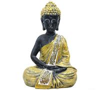 Estatua de Buda dorada, adorno de jardín de resina con efecto zen, decoración resistente a la intemperie para uso en interiores y exteriores, estilo chino para el patio del templo del hogar