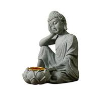 Estatua de Buda sentado con portavelas de té, figura de Budas, escultura insenses para decoración del hogar y el jardín, escultura de inciensos