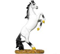 Estatua de caballo de pie de resina para decoración del hogar, oficina, escritorio, estante, adorno de oro blanco, 33 cm (caballo blanco)