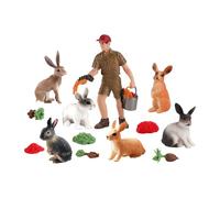 Estatua de conejo - 13 piezas de figuras de animales de la granja de juguete | Miniaturas de animales de juguete, para rellenos de huevos, decoraciones para tartas de primavera y favores para