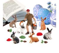 Estatua de Conejo genérica, 13 Piezas de Animales de Granja realistas y educativos, Figura de Conejo de Pascua, para Decoraciones de Primavera y Regalos de para Tartas
