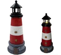 Estatua de faro mediterráneo de resina con energía solar, adorno de jardín, impermeable, arte para patio, luz nocturna LED, decoración de patio, 32,5 cm (B)