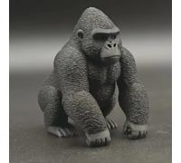 Estatua de gorila con respaldo de plata impresa en 3D, adorno de chimpancé realista, utilizado para escritorio, oficina y decoración del hogar festivo Negro