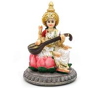 Estatua de ídolo de la diosa hindú Saraswati, estatua de Saraswati de 5.1 pulgadas de alto, escultura espiritual india, artículo Pooja, estatua de ídolo de la India, decoración Diwali, regalos de