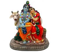 Estatua del dios hindú Radha Krishna - 6.6 pulgadas de alto, ídolo indio de San Valentín, regalo de boda para indios Puja, artículo Pooja Diwali, regalos en casa, oficina, altar, templo, mandir yoga,